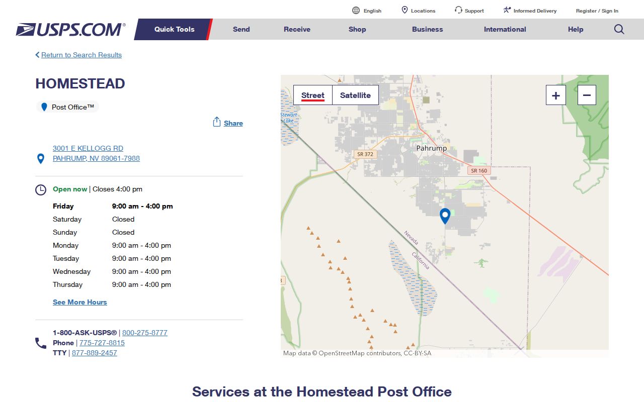 Pahrump ZIP code directory 89061 Homestead Post Office source