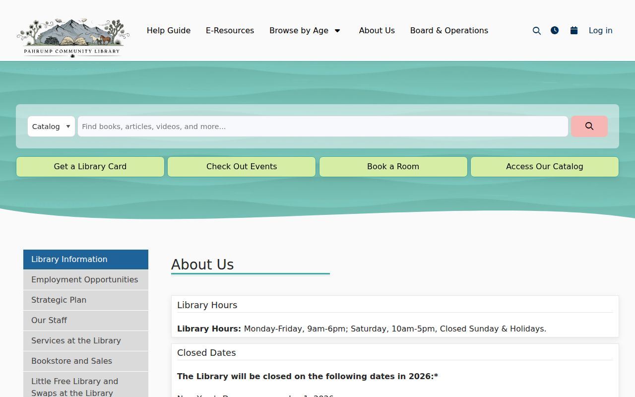 Pahrump residents directory Pahrump Community Library history resources