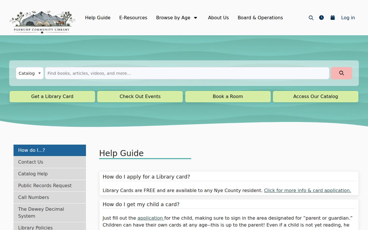 Pahrump previous residents Pahrump Community Library research help